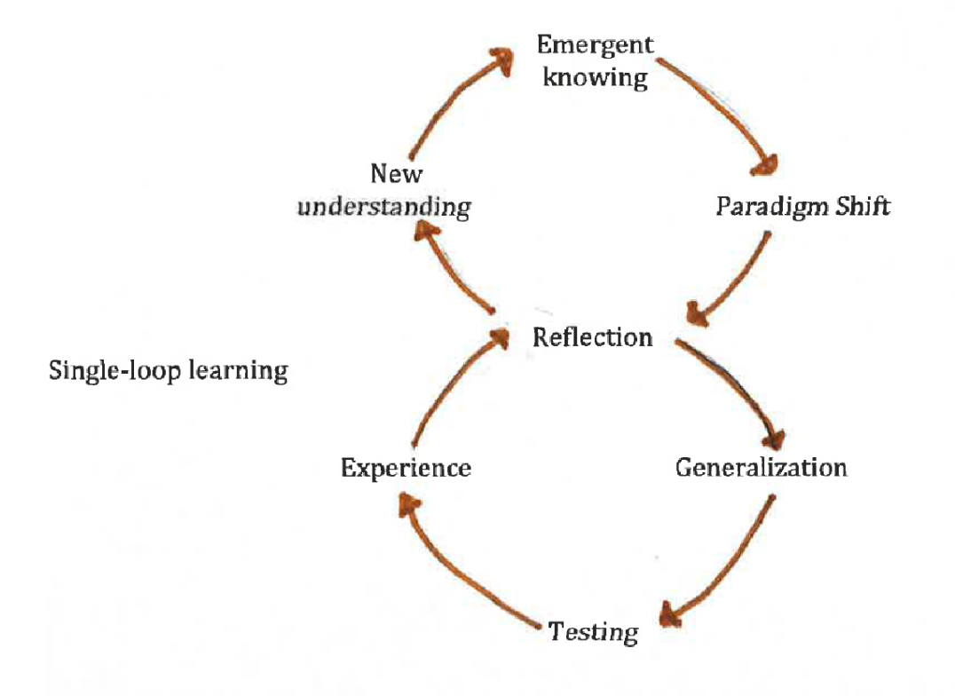 A diagram showing single and double-loop learning.