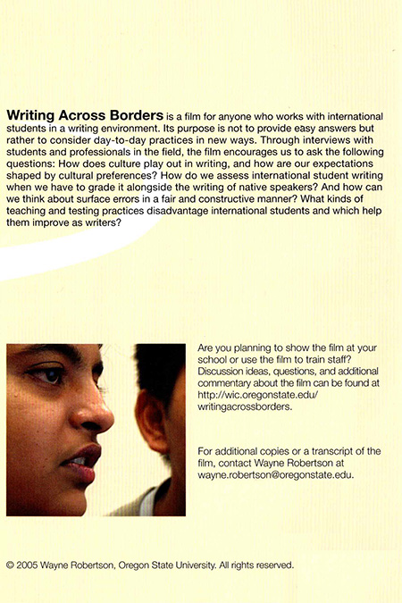 Back Cover for Writing Across Borders